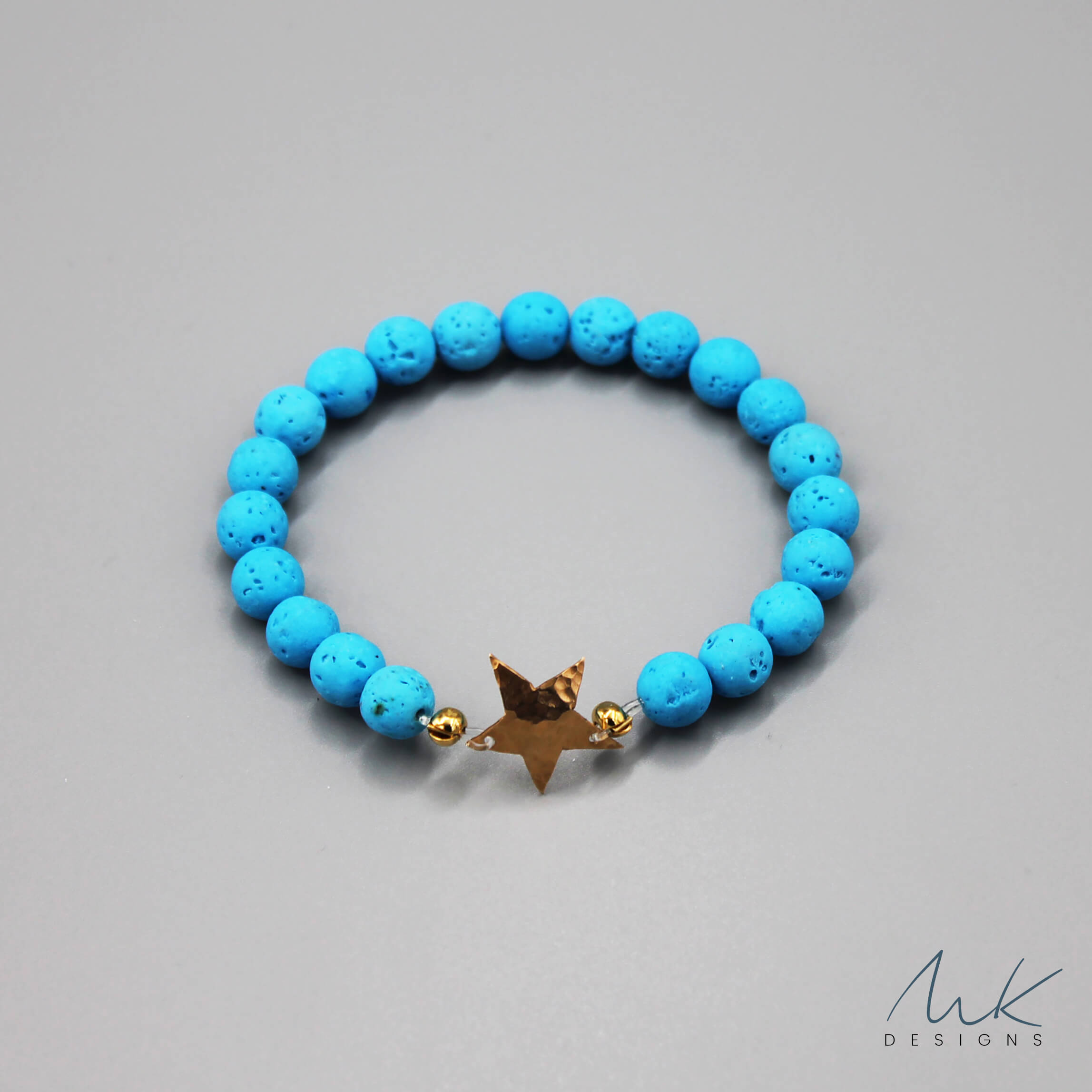 Bronze Star and Blue Lava Bead Bracelet - MK Designs